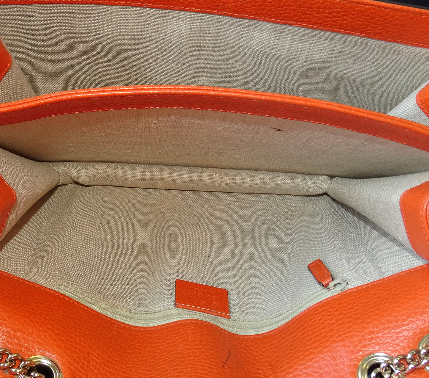 Gucci Interlocking G Shoulder Bag Orange Leather