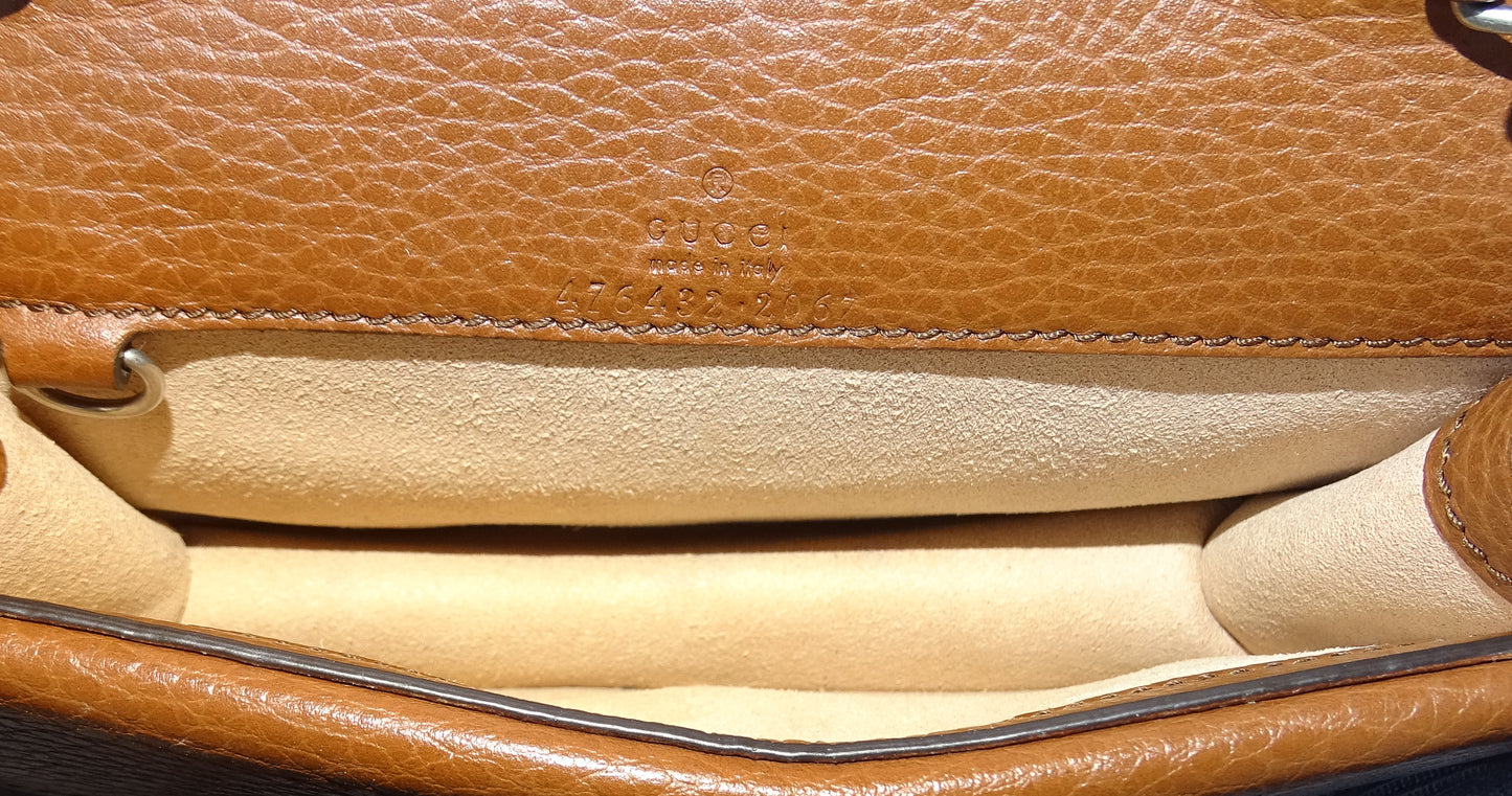 Gucci Supermini Dionysus Denim and Brown Leather