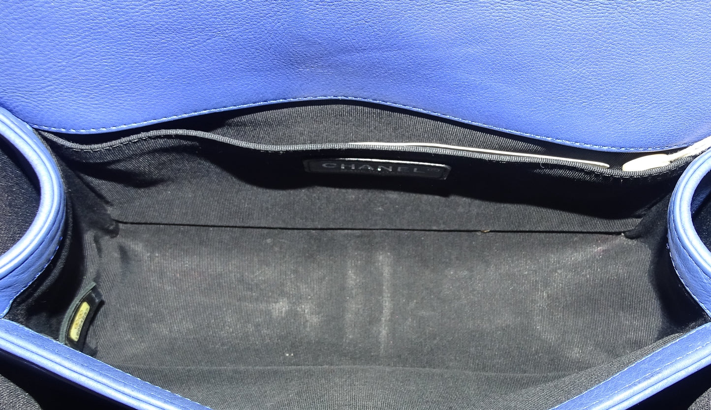 Chanel Faded Indigo Leather Old Medium Boy Bag 2013/14