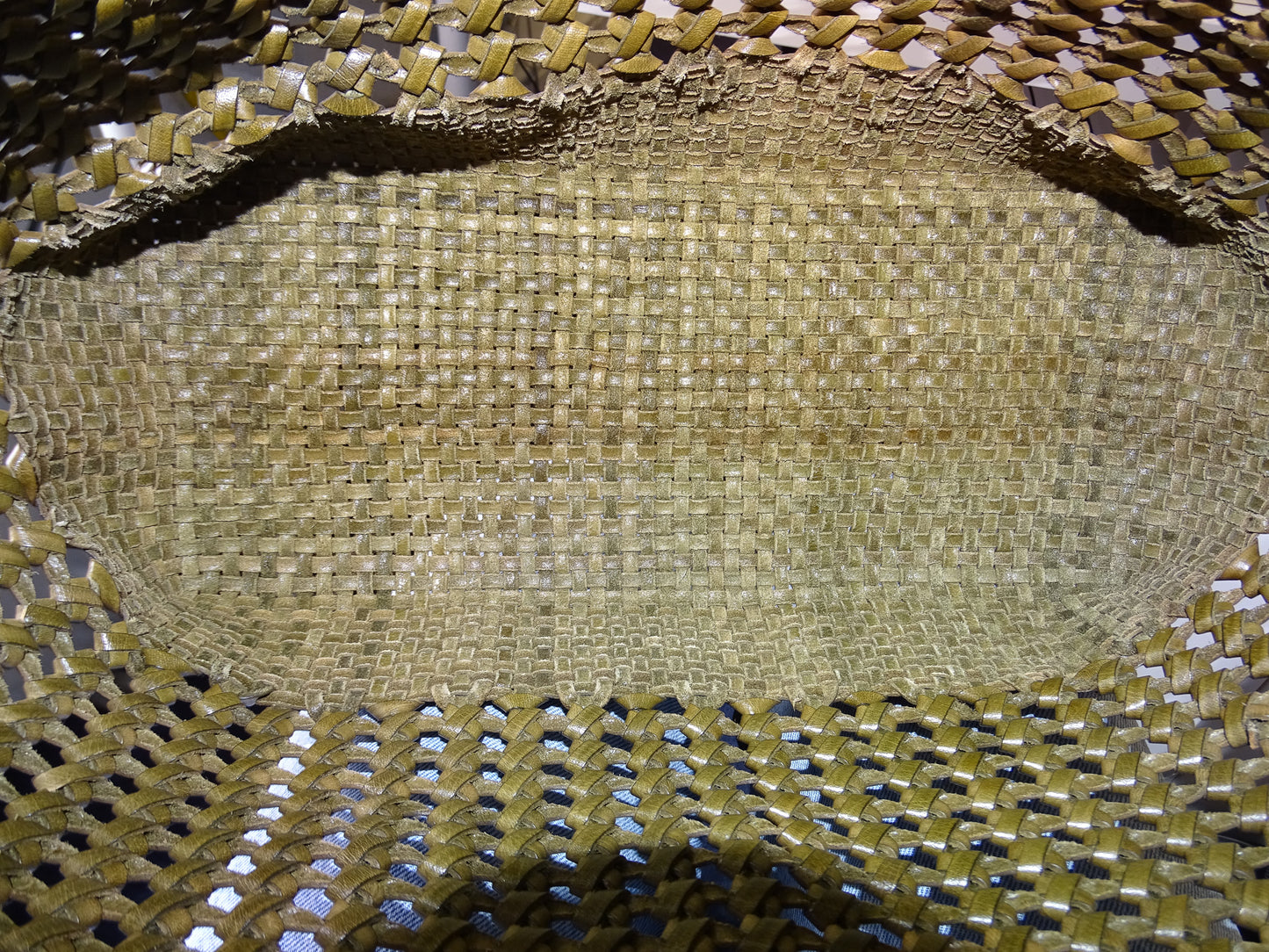 Mulberry Small Woven Tote Linen Green Woven Leather