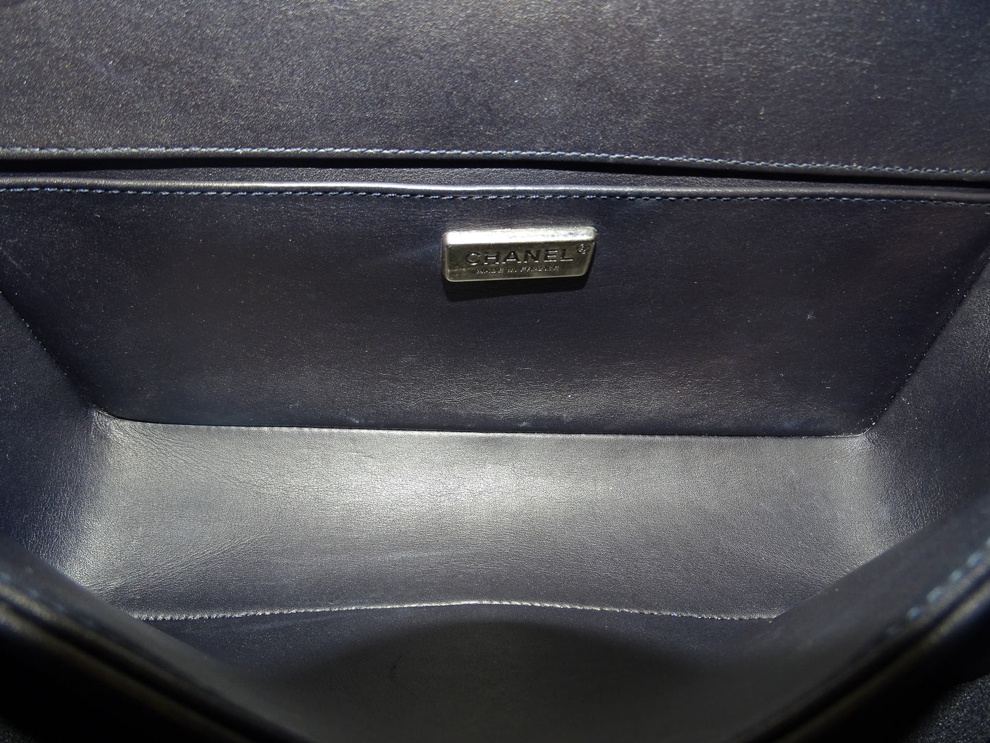 Chanel Navy Leather and Python Old Medium Boy Bag 2014