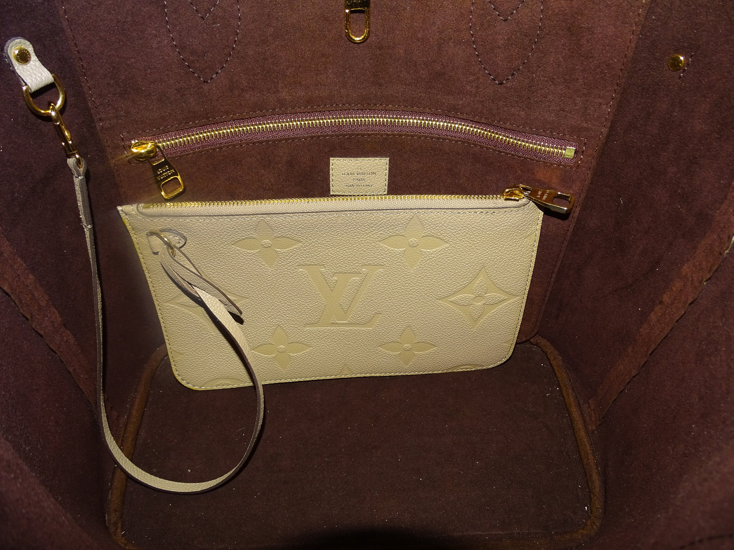 Louis Vuitton Dune Monogram Empreinte Neverfull MM with Pochette (NFID Chip)