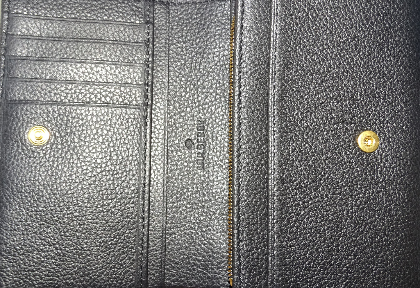 Mulberry Plaque Wallet Black Small Classic Grain GHW