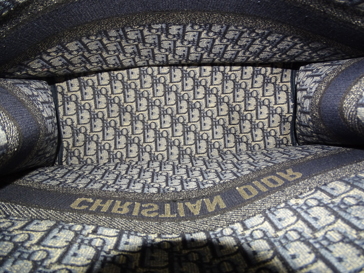 Dior Book Tote Large Ecru and Blue Oblique Embroidery