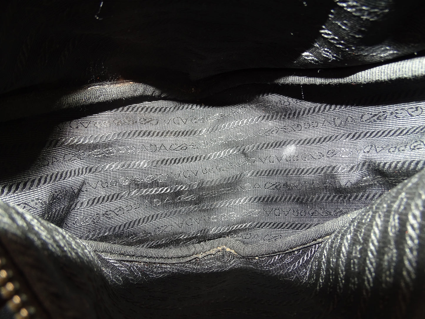 Prada Triangle Logo Leather Shoulder Bag Black