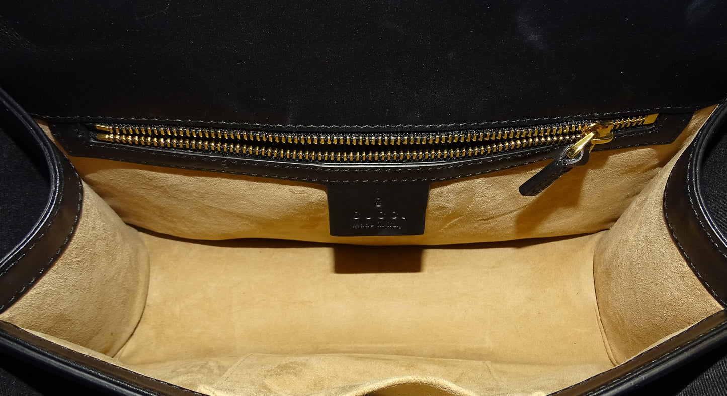 Gucci Black Smooth Leather Small Sylvie Shoulder Bag