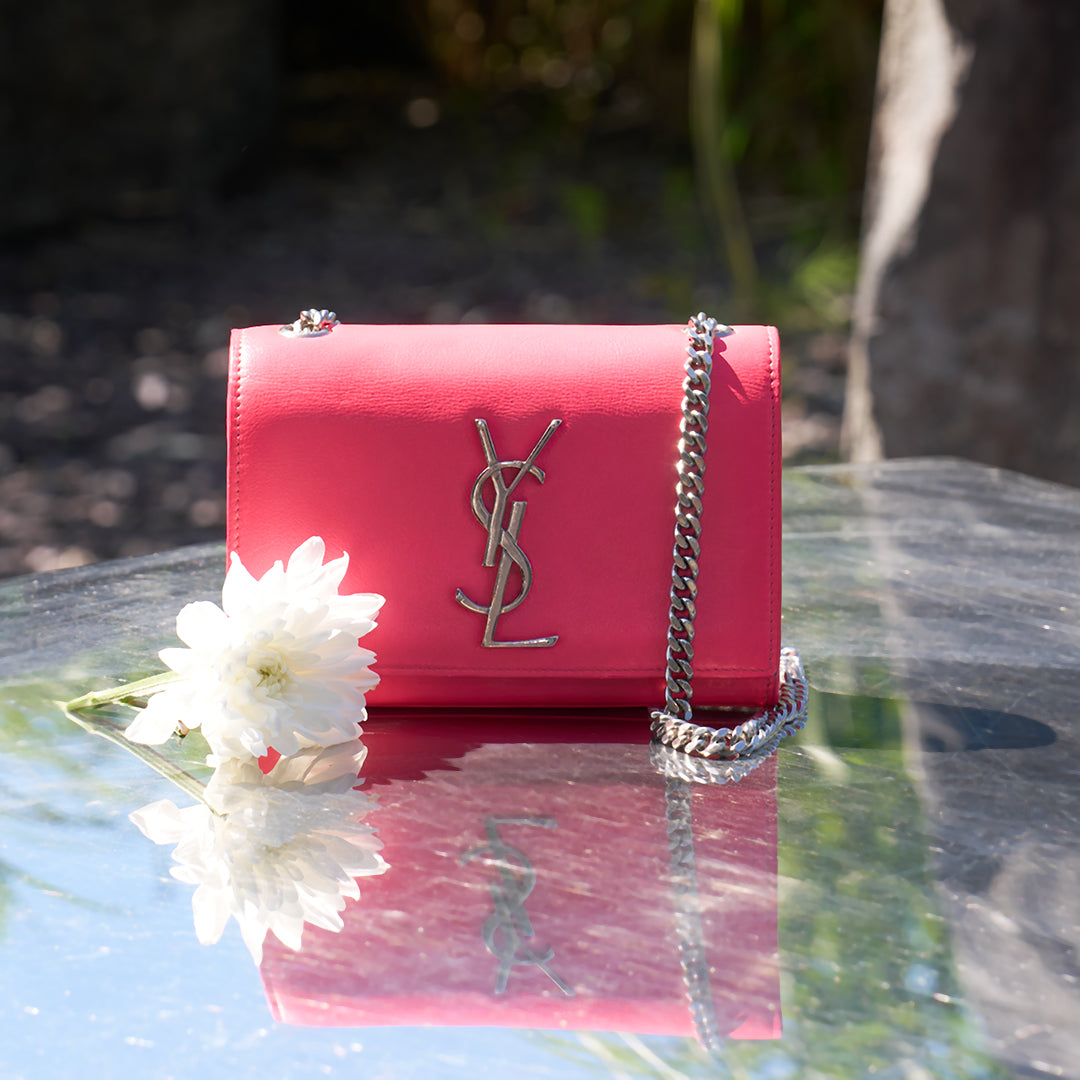 Saint Laurent Kate Hot Pink Leather SHW Mini Chain Bag