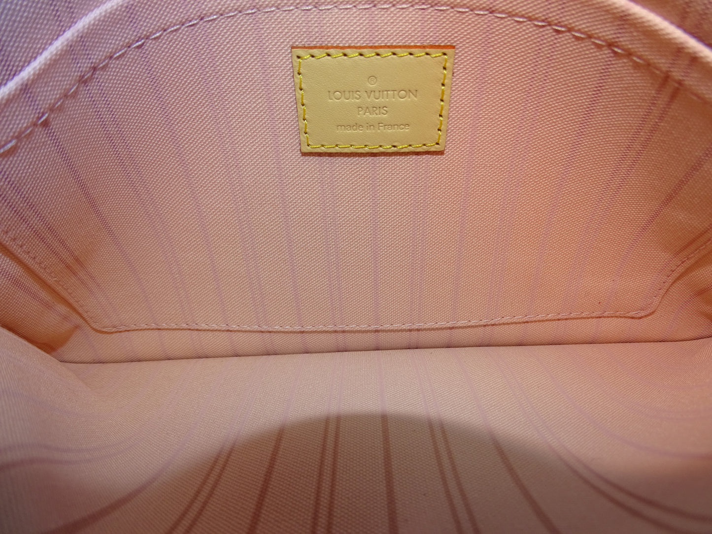 Louis Vuitton Damier Azur Canvas with Rose Ballerine Neverfull Pochette