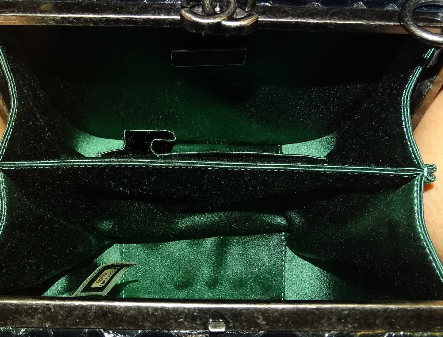 Chanel Python Dark Emerald Box Bag 2013 Rare Luxe Ligne