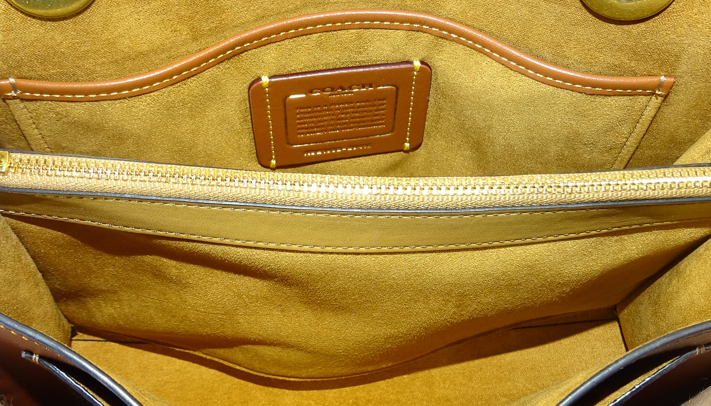 Coach Parker Turnlock Chain Bag In Canvas & Leather & Python Print