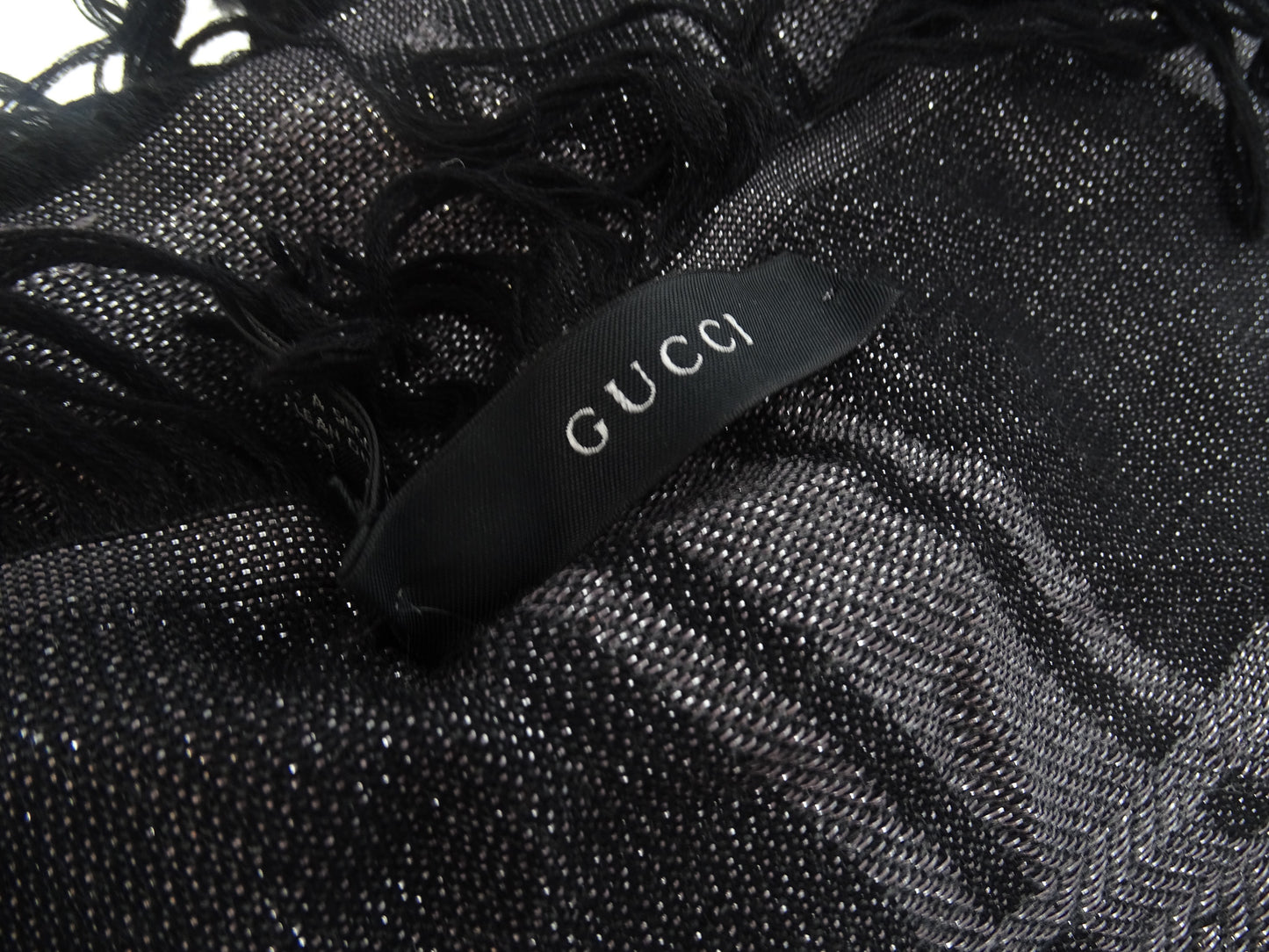 Gucci Metallic GG Diamante Silk & Wool Shawl