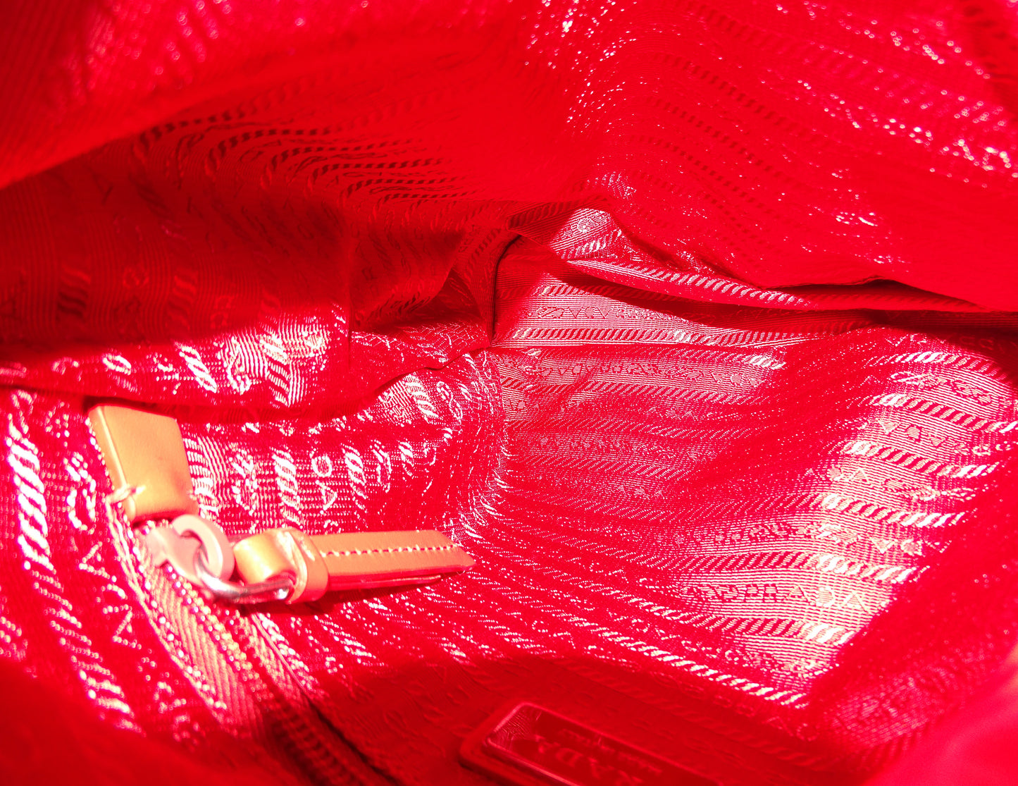 Prada Sling Backpack Red Nylon and Leather