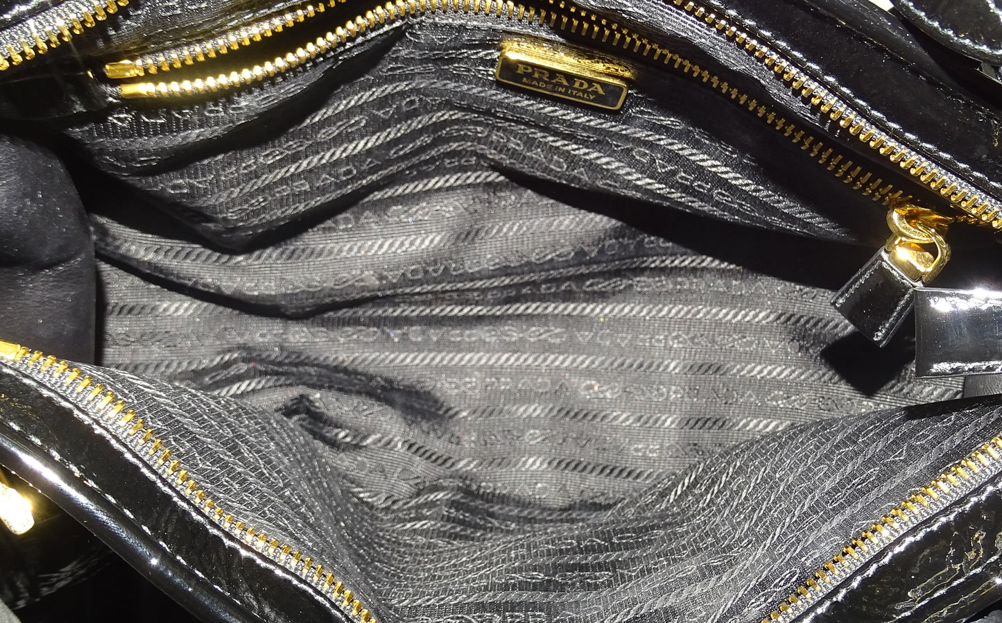Prada Bonnie Medium Black Patent Leather GHW