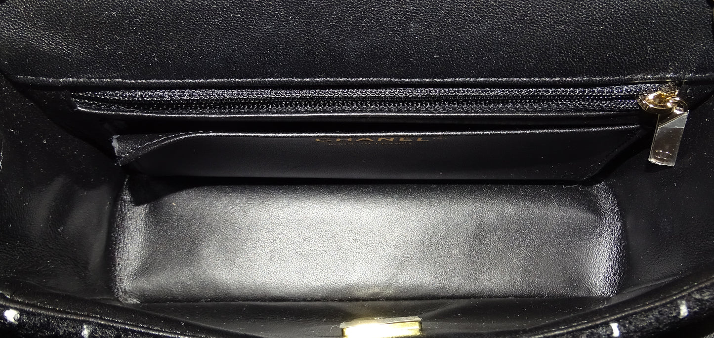 Chanel Mini Rectangle Flap Bag Black Tweed GHW 2023