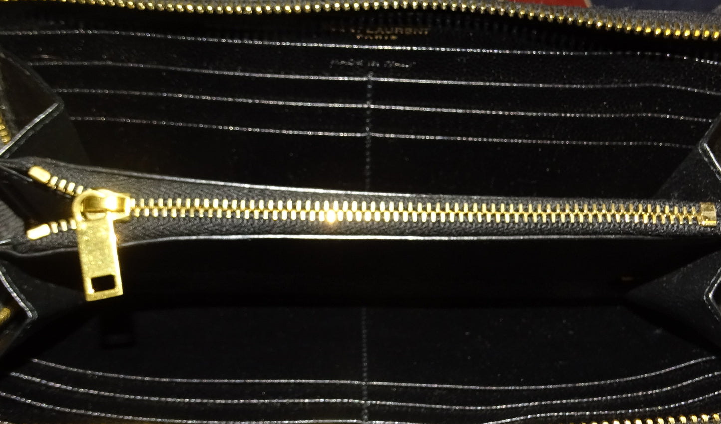 Saint Laurent Cassandre Long Zipped Wallet Black GHW