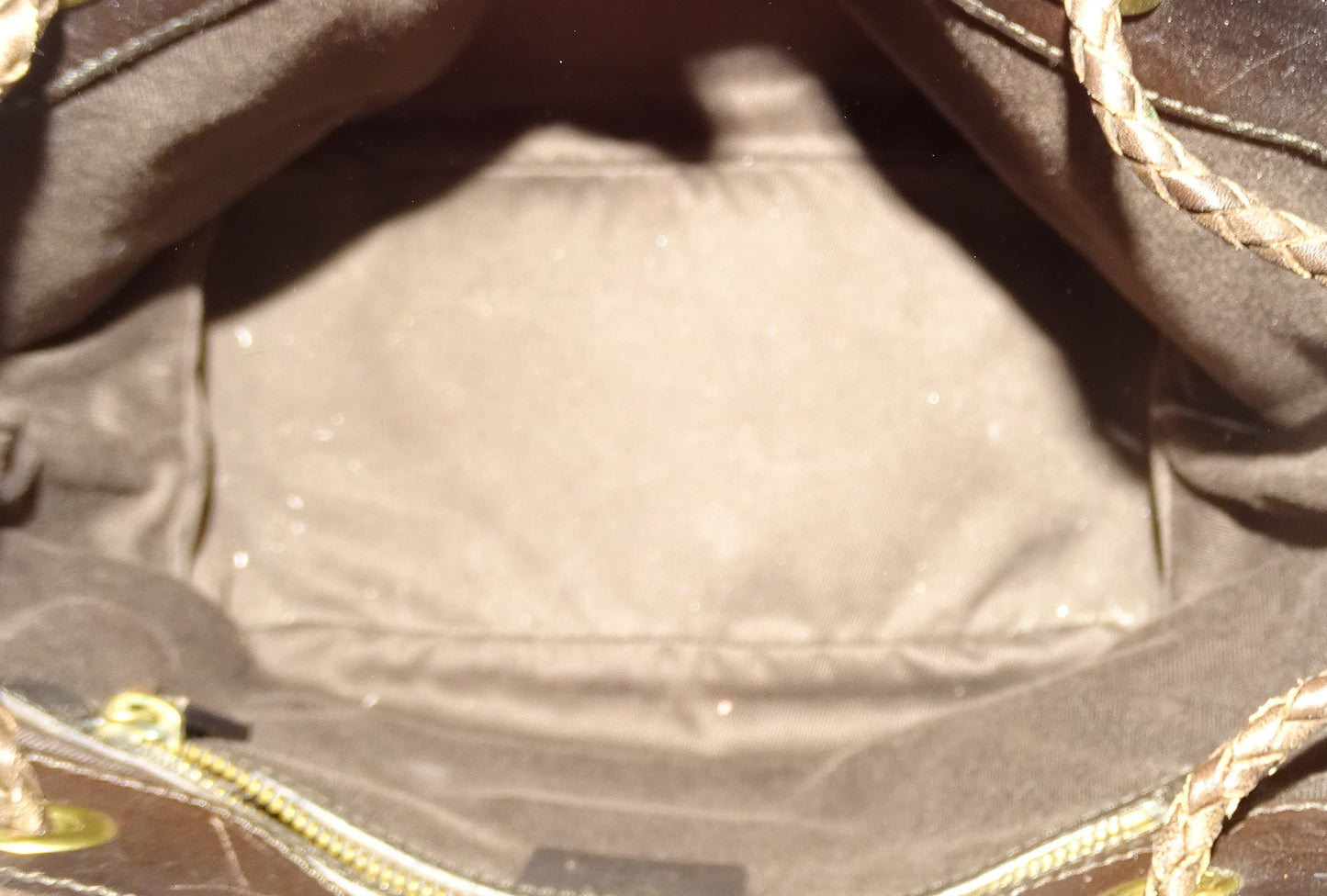 Gucci Shoulder Bag GG Canvas and Ebene Leather