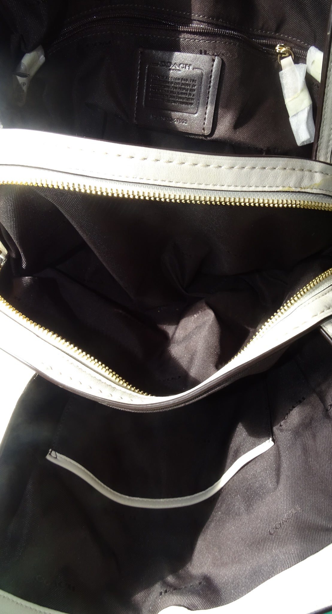 Coach Edie Shoulder Bag Beige Signature and Cream Canvas