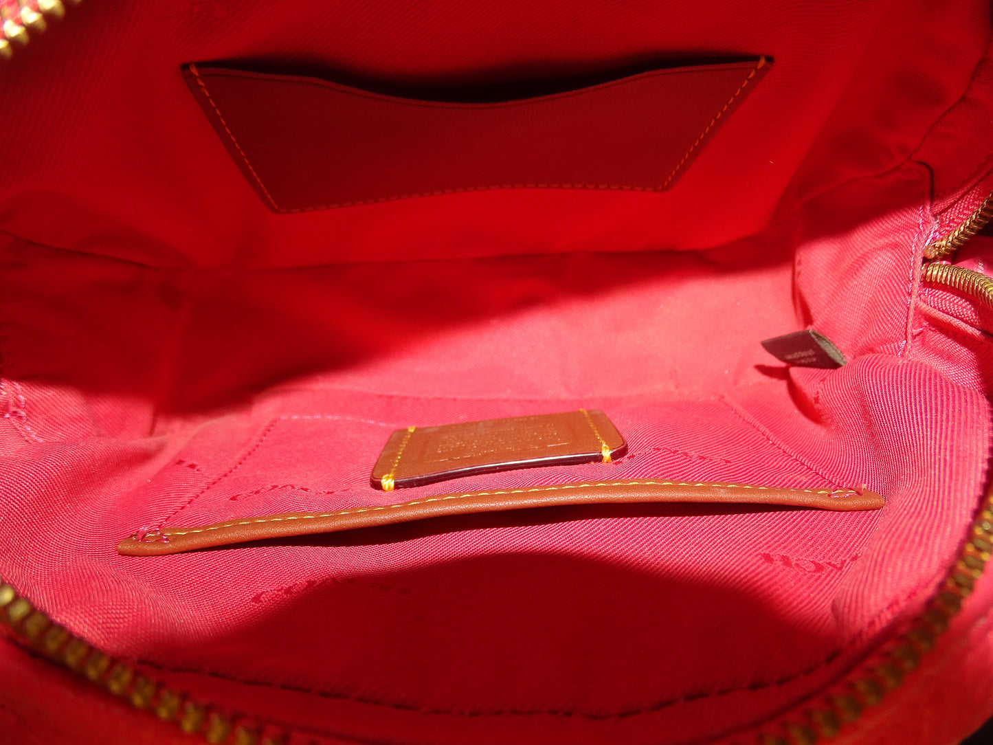Coach Turnlock Camera Bag with Logo Strap Pink Leather