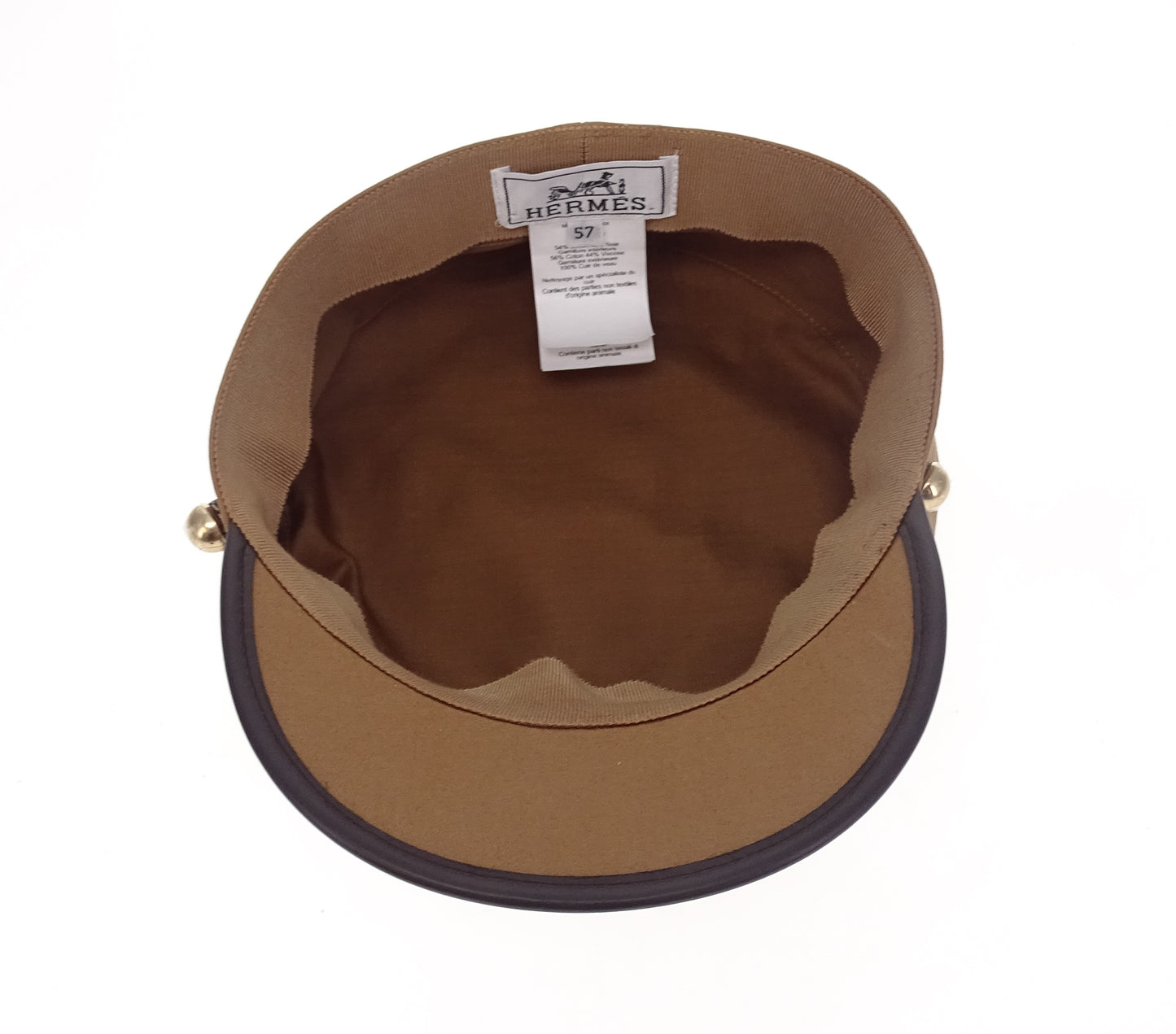 Hermes Giulietta Ex-Libris Cap Chai Cotton and Ebene Leather (size 57)
