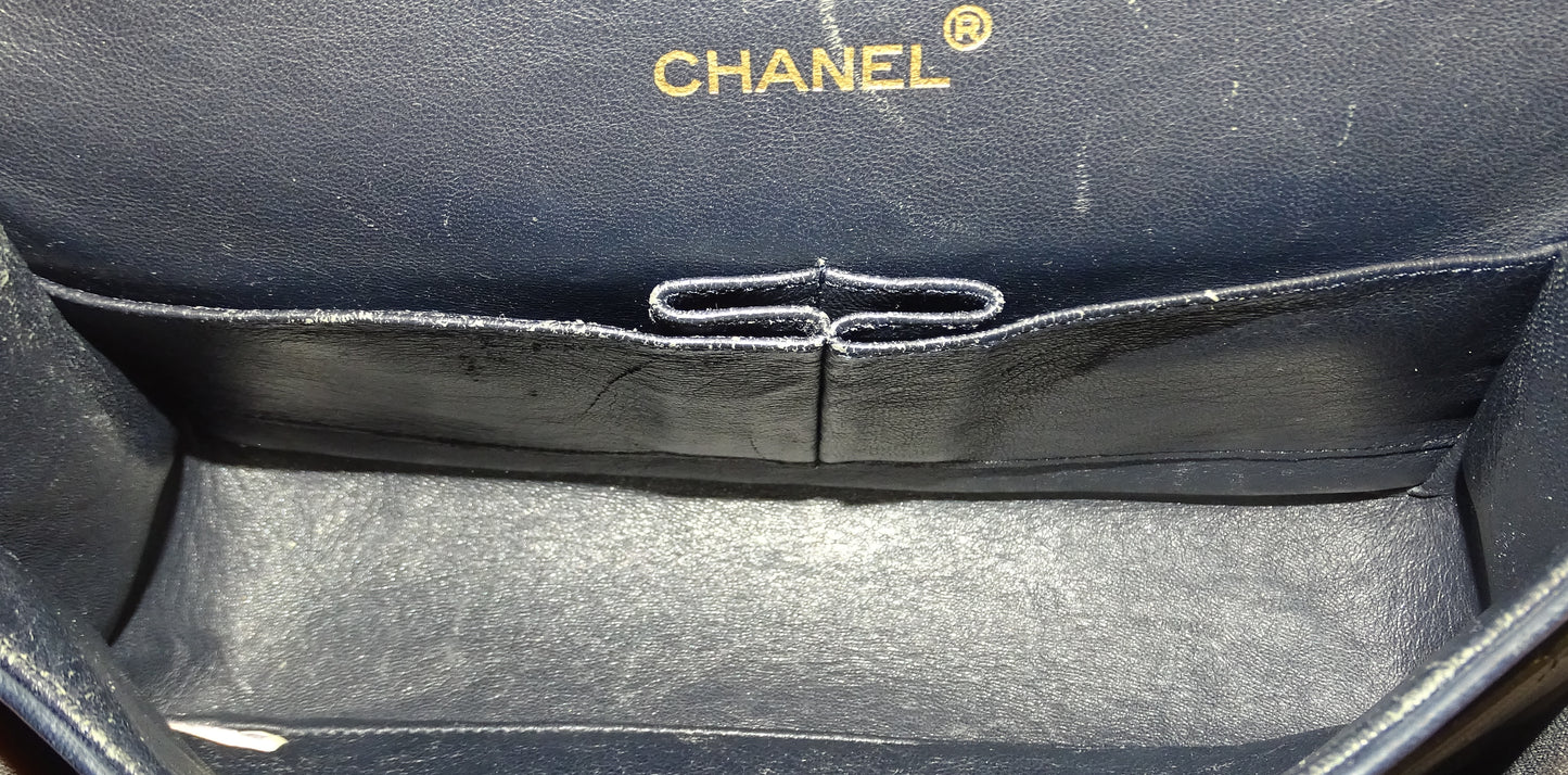 Chanel Classic Double Flap Navy Lambskin Vintage 1986/88