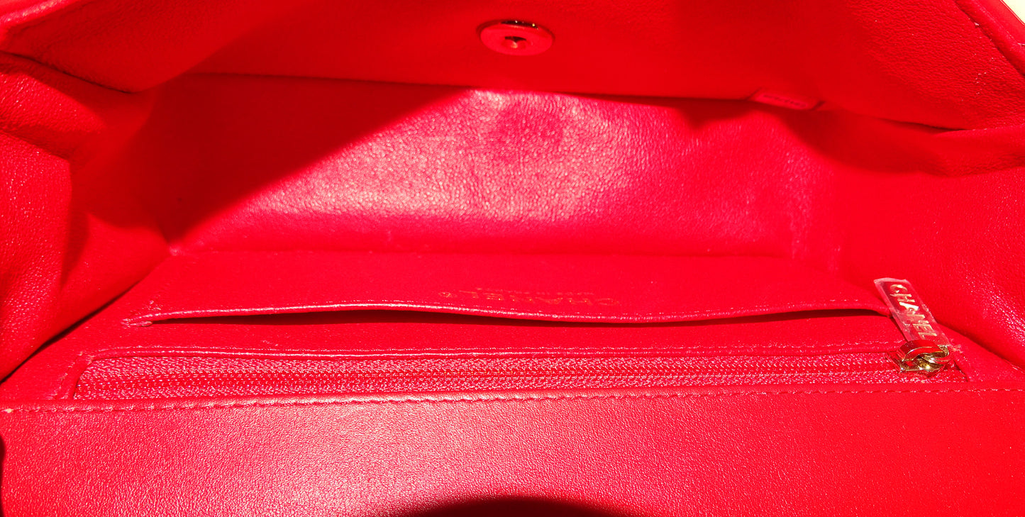Chanel Mini Rectangle Flap Bag Red Patent GHW 2019