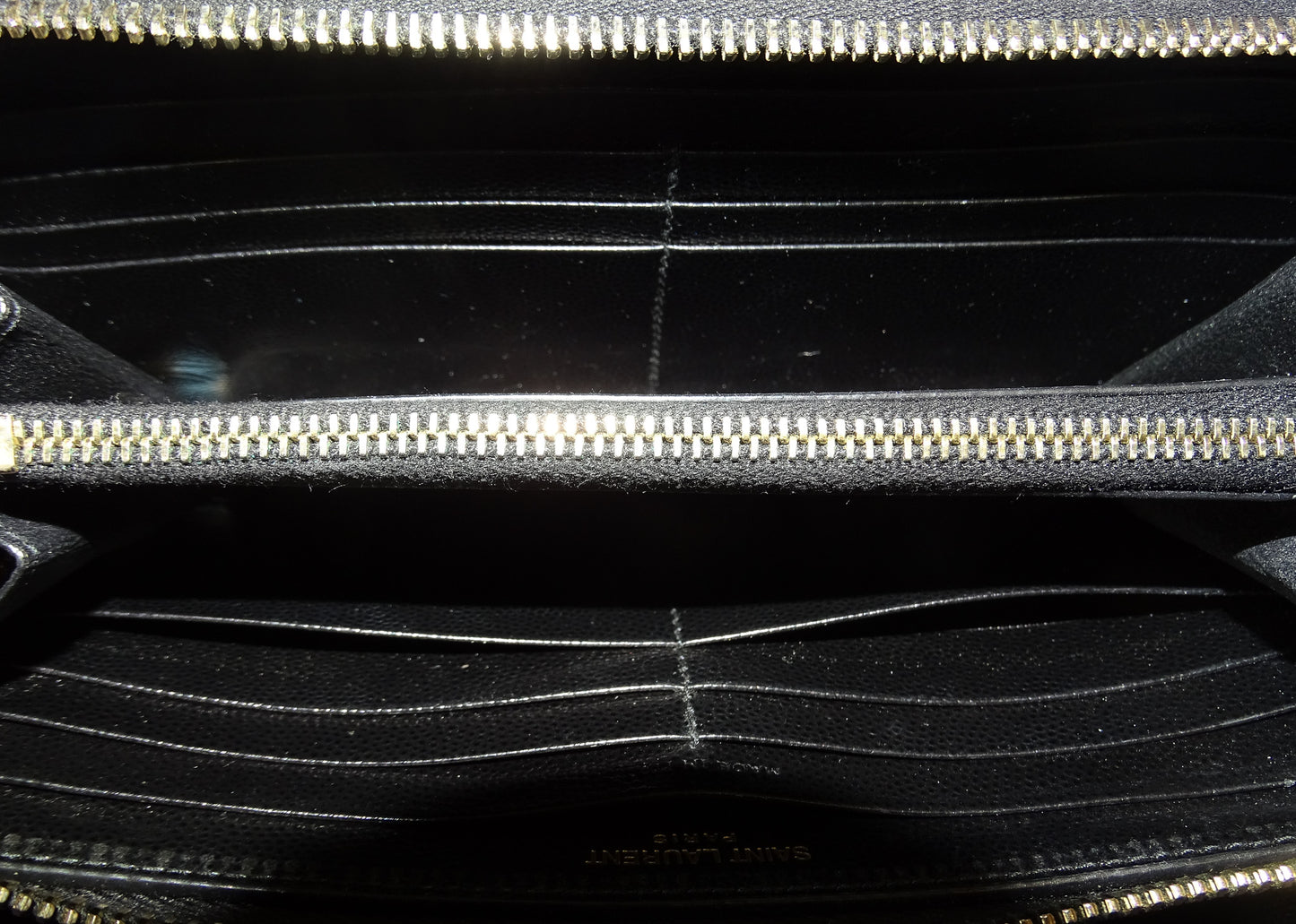 Saint Laurent Long Zipped Wallet Black GHW
