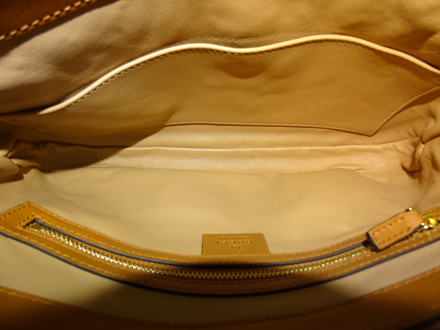 Gucci Jackie Medium Tan Leather and Navy and Red GG Wool