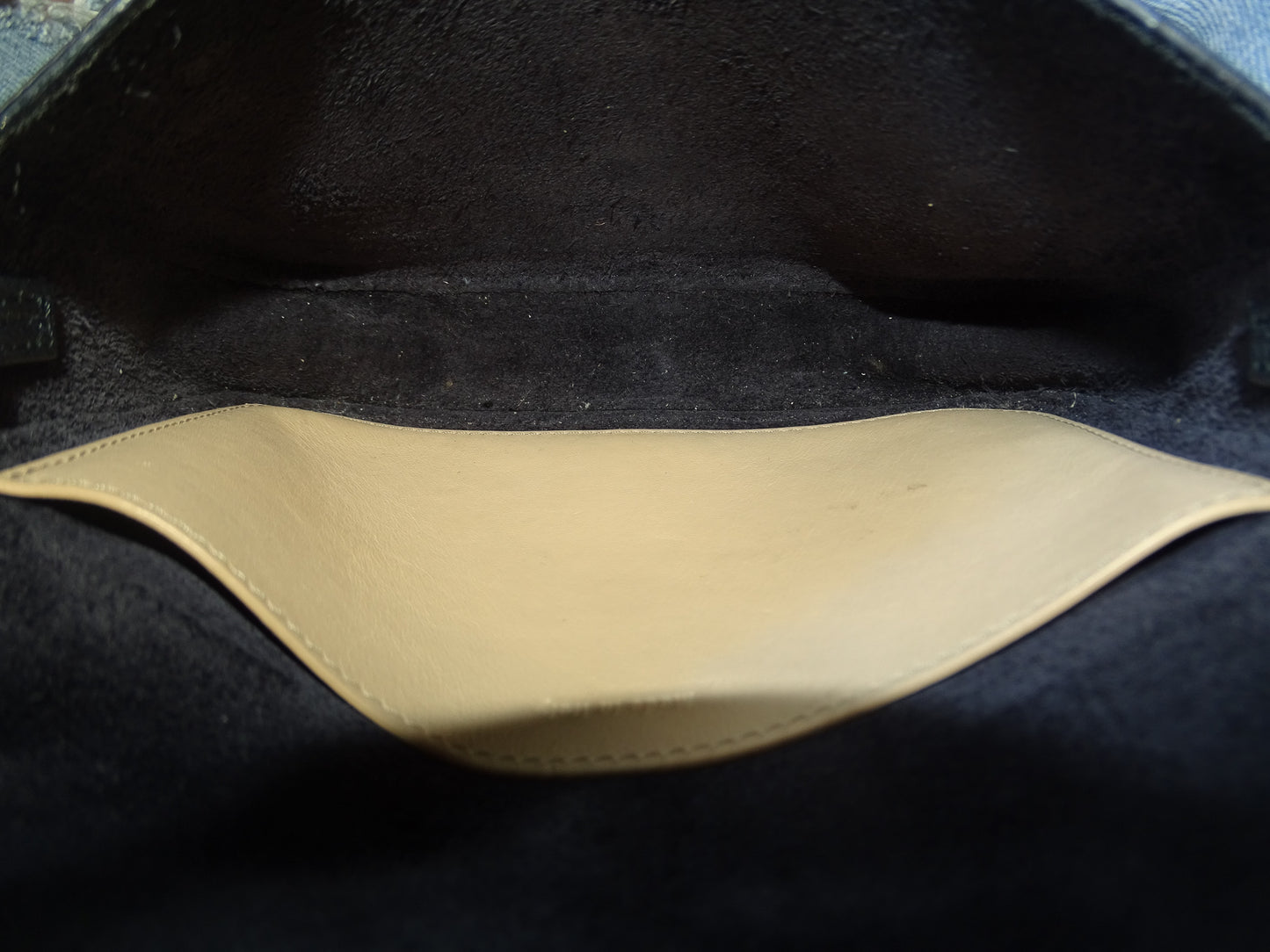 Celine Strap Crossbody & Clutch  Navy and Tan Leather