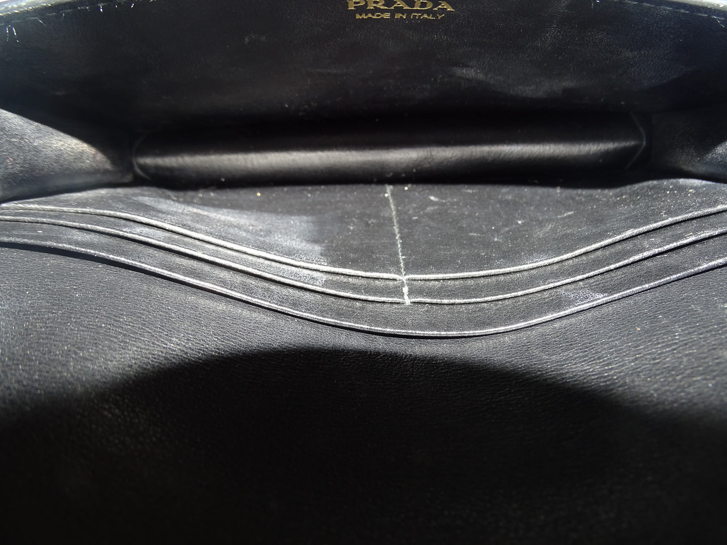 Prada Wallet Black Textured Leather Large