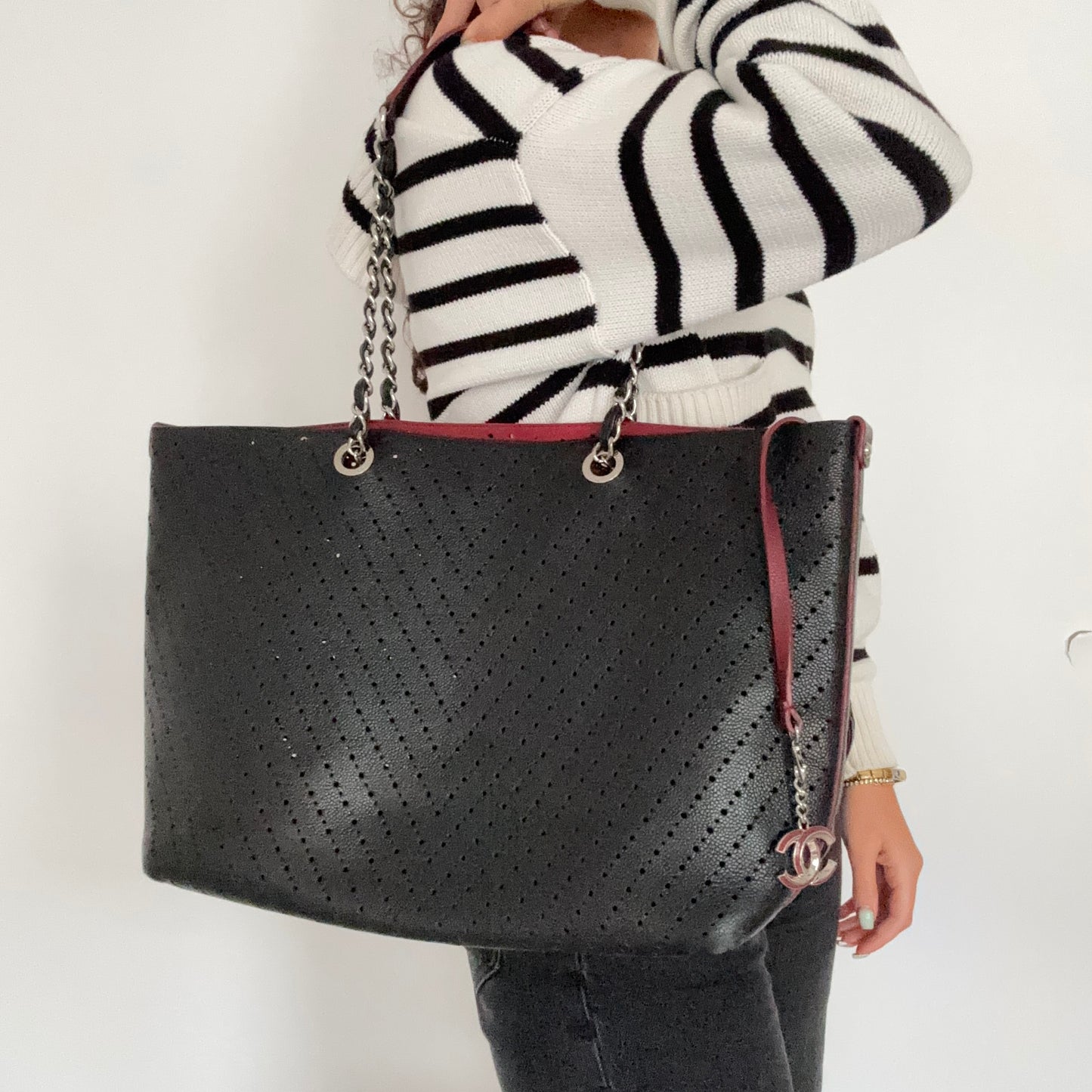 Chanel Perforated Caviar Large Shopping Tote 2016