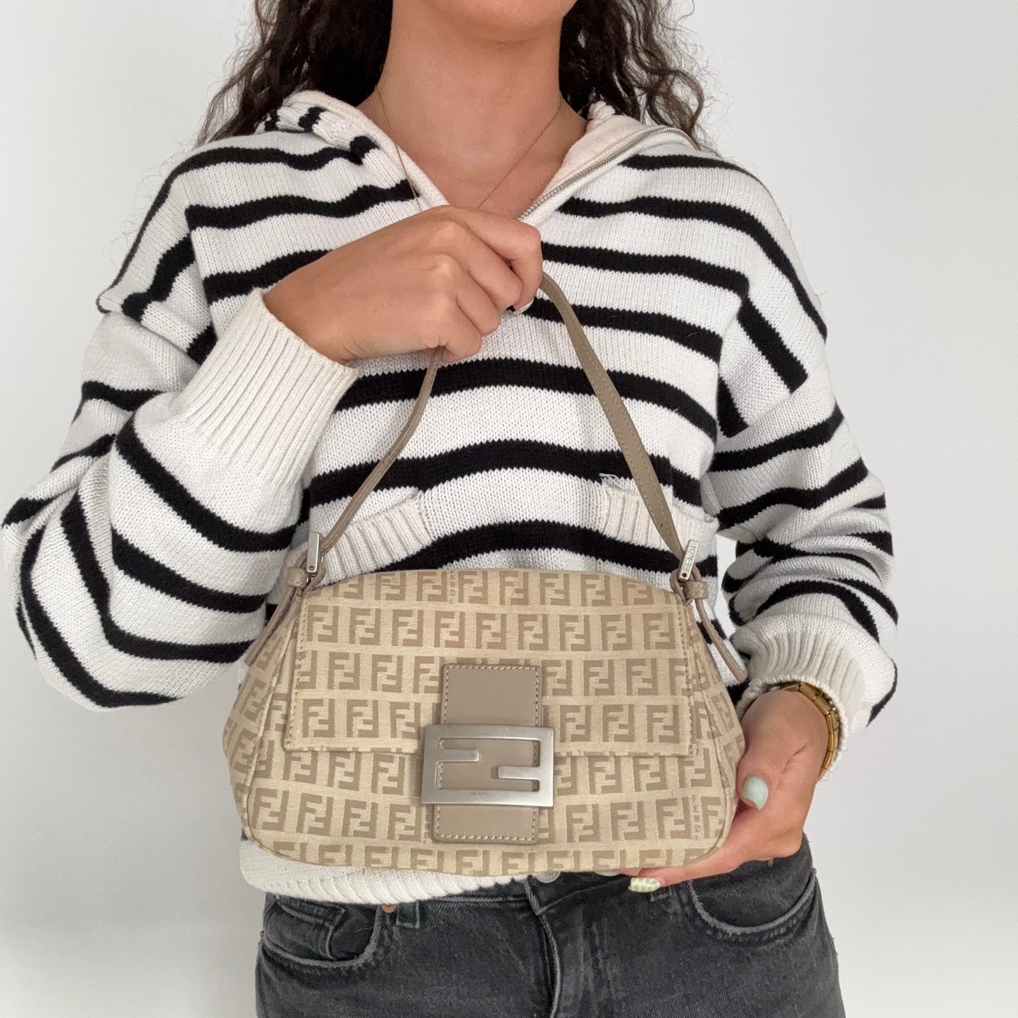 Fendi Baguette Mini Beige Mini Zucchino