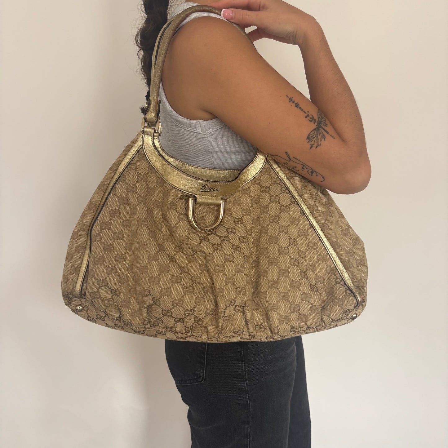 Gucci Abbey D Ring Shoulder Bag GG Canvas GH