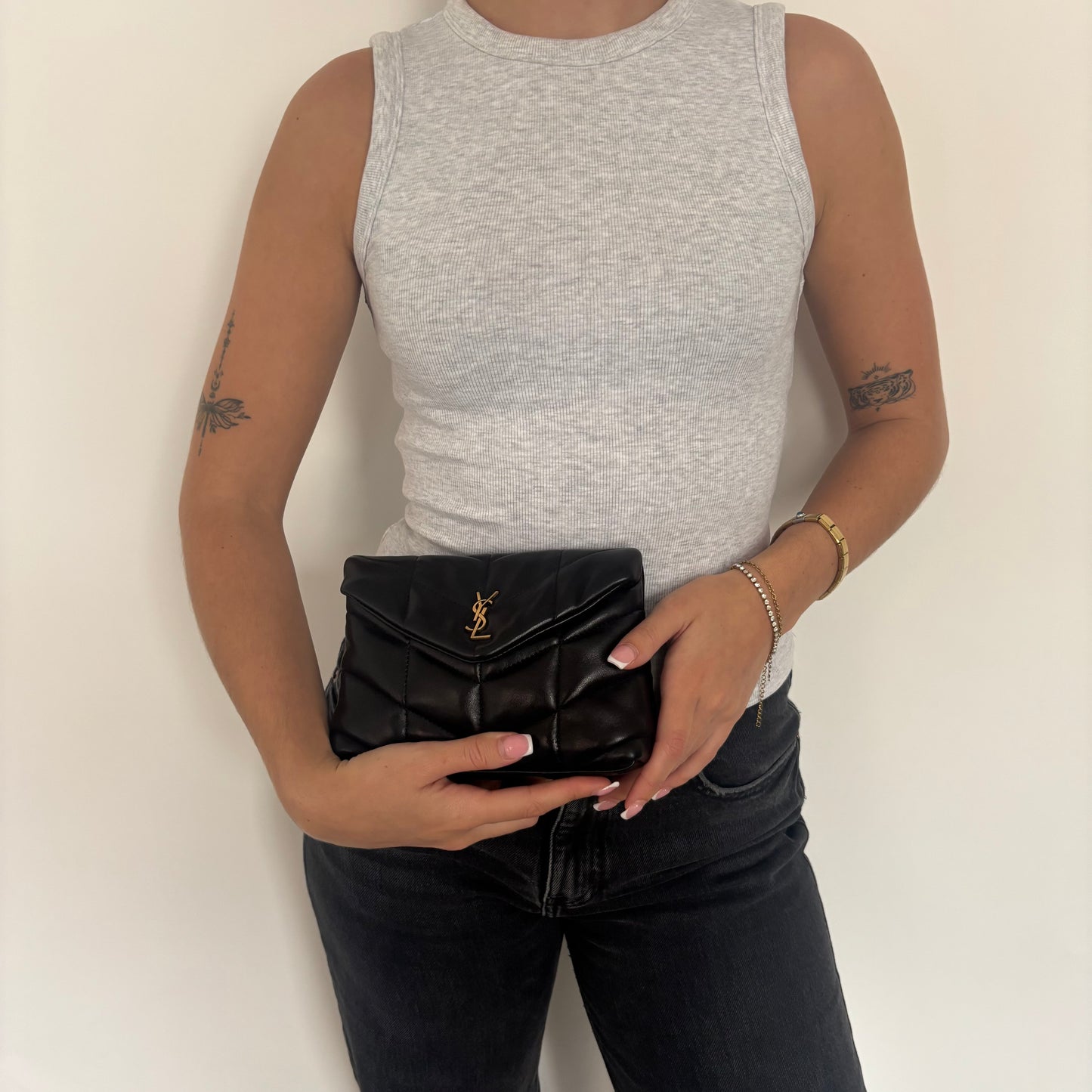 Saint Laurent Loulou Puffer Clutch with Card Holder Black GHW 2024