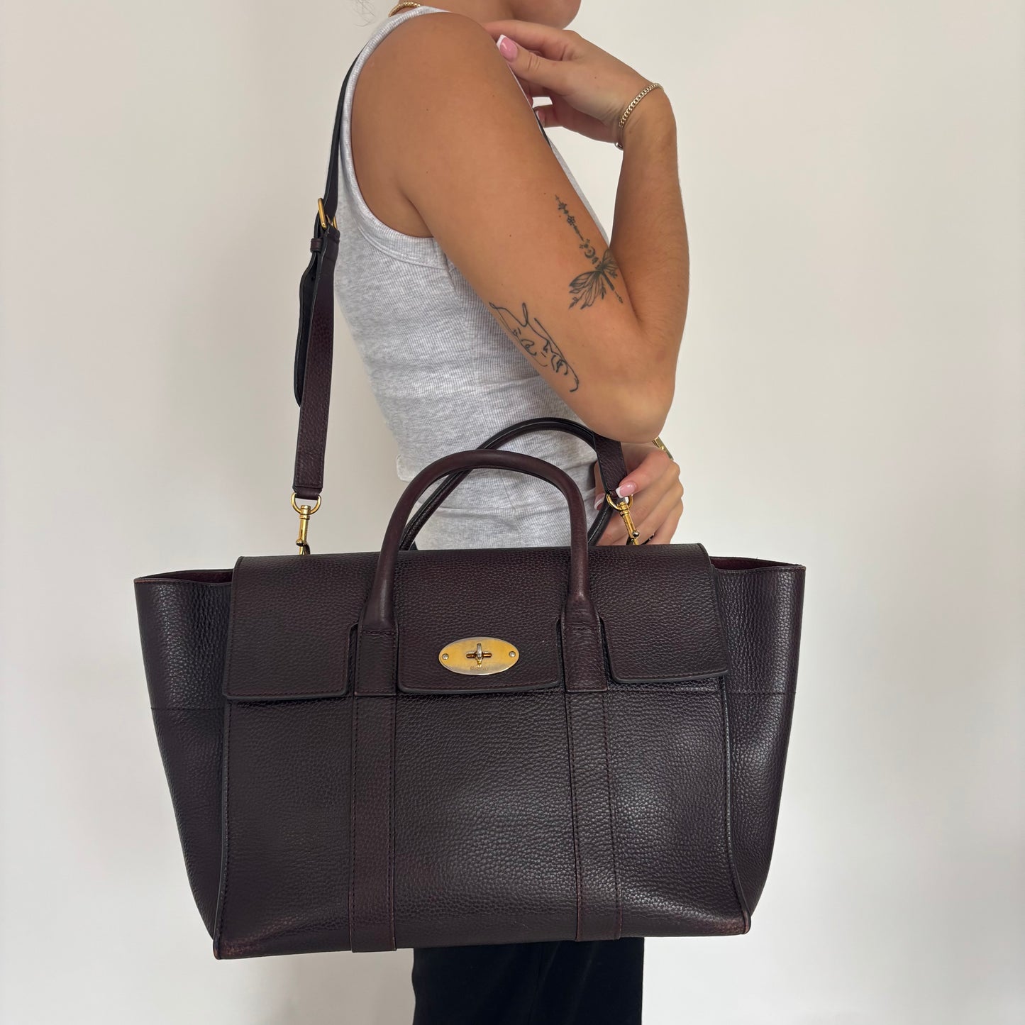 Mulberry Bayswater Satchel with Strap Oxblood