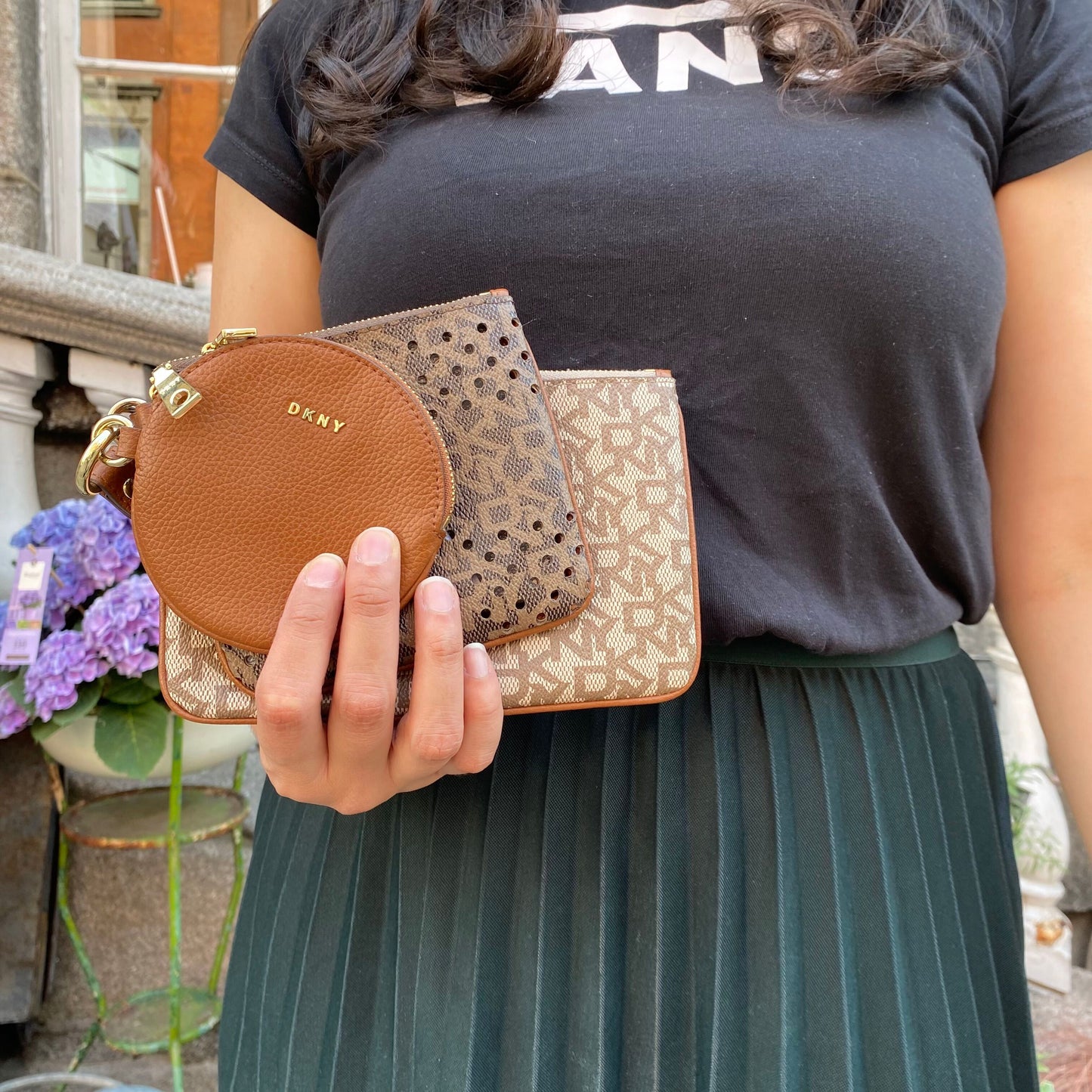 DKNY Triple Pouch Monogram & Leather