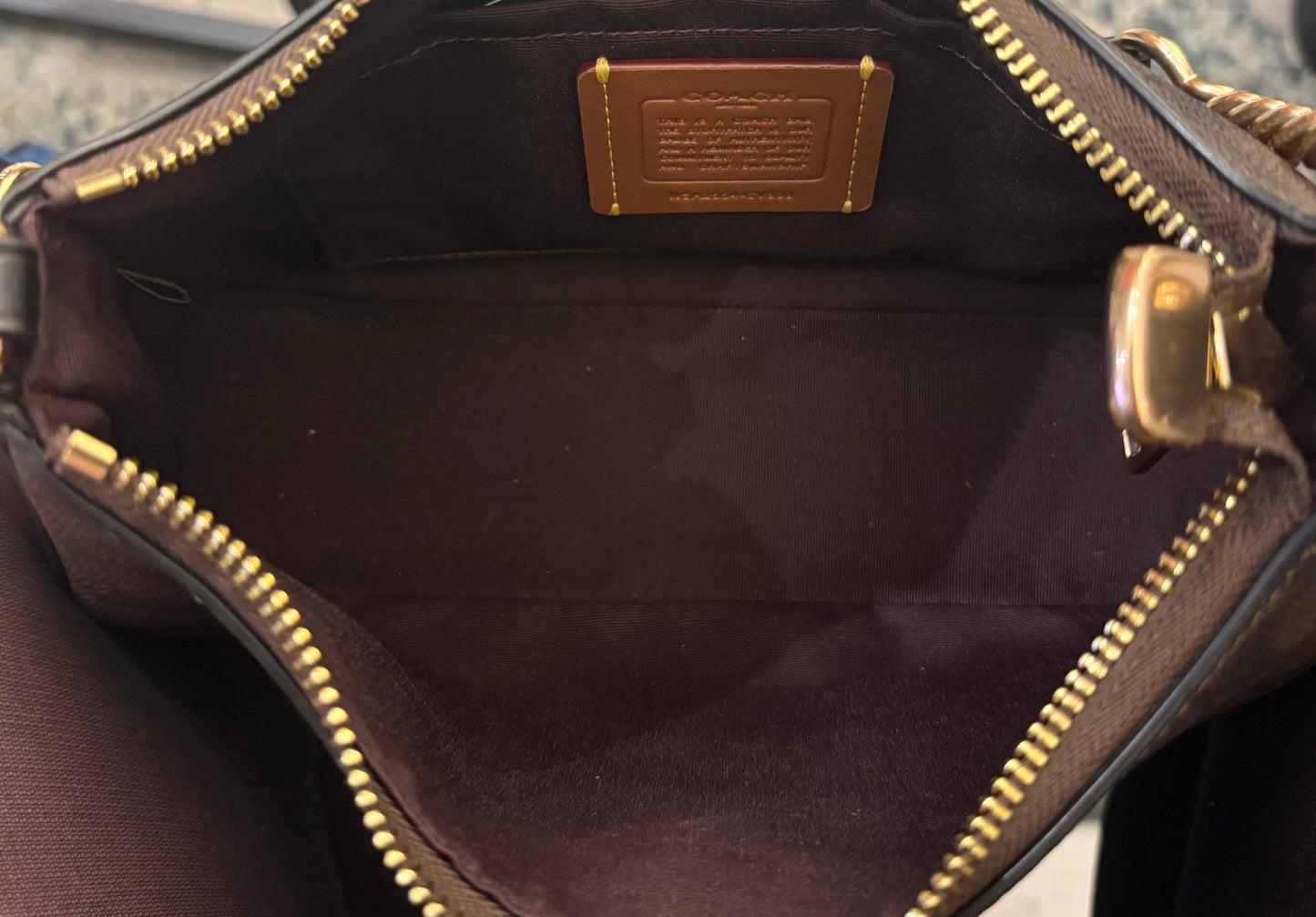 Coach Teri Signature Convertible Shoulder Bag Dark Brown