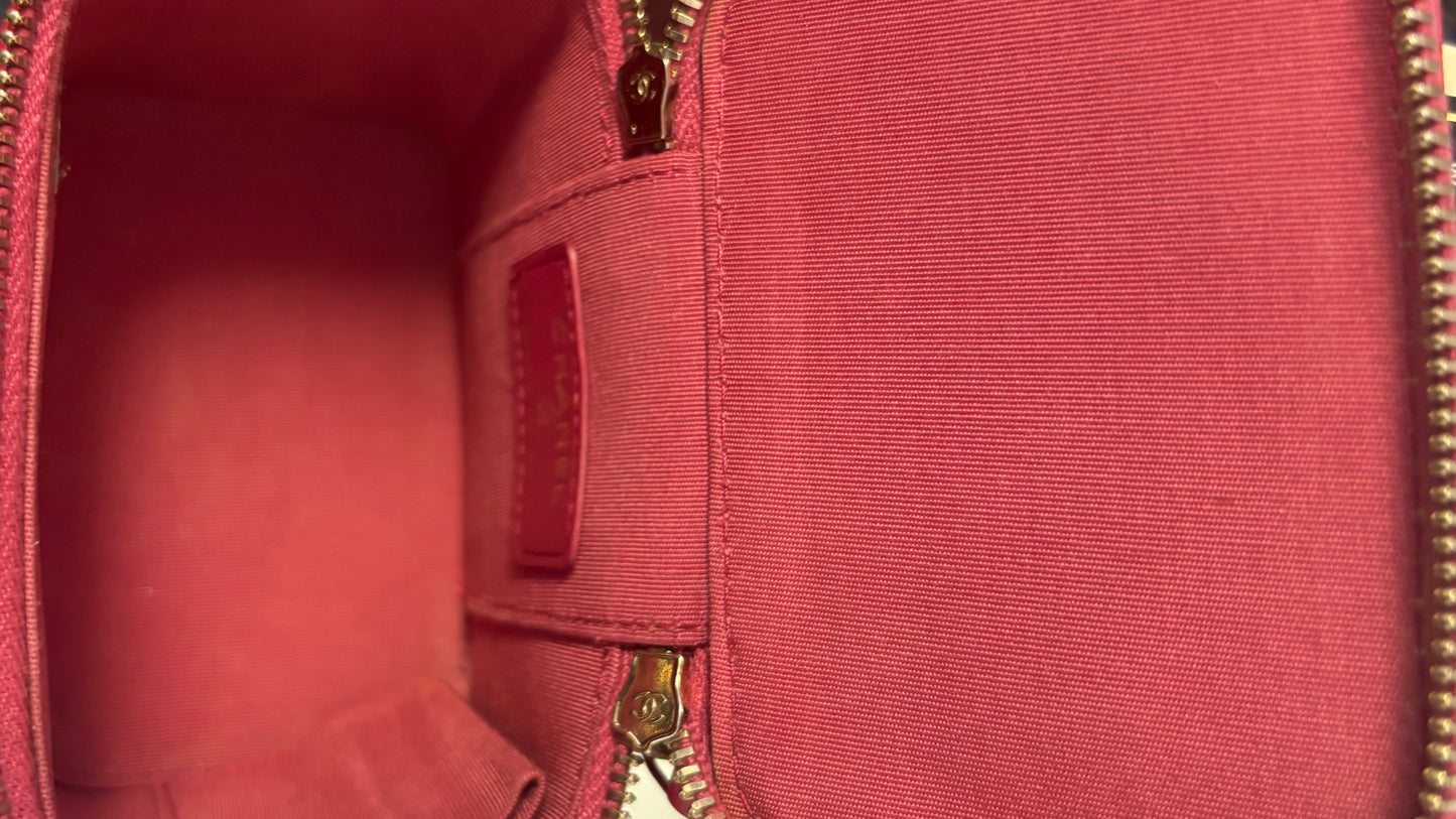 Chanel Top Handle Vanity Mini Raspberry GHW 2021