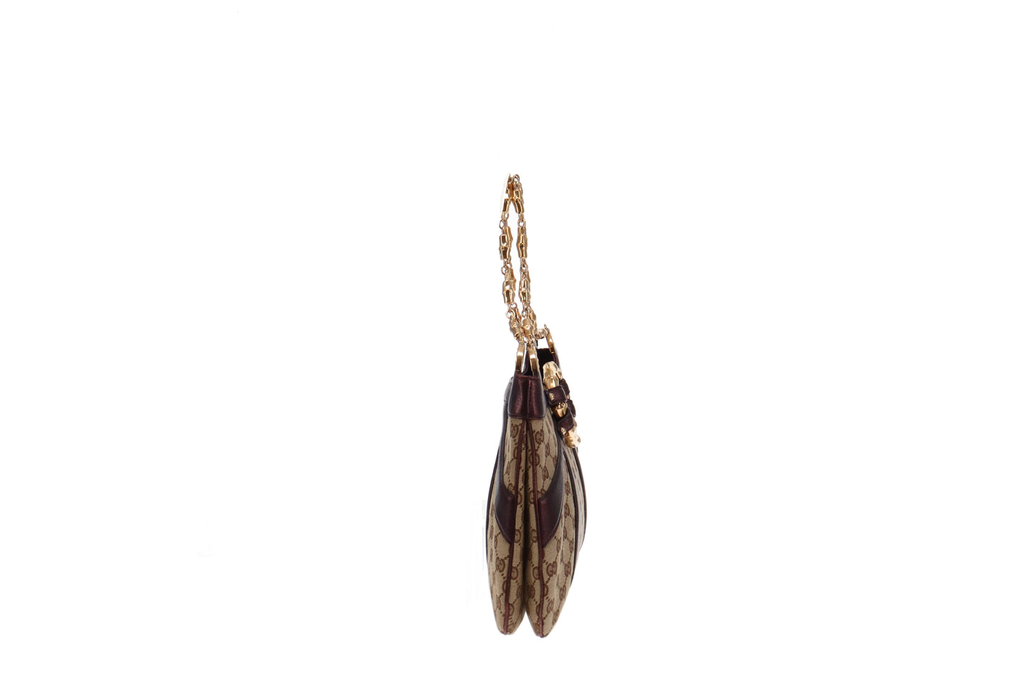 Gucci Tom Ford Era Bamboo Chain Metallic Purple and GG Cavas Shoulder Bag