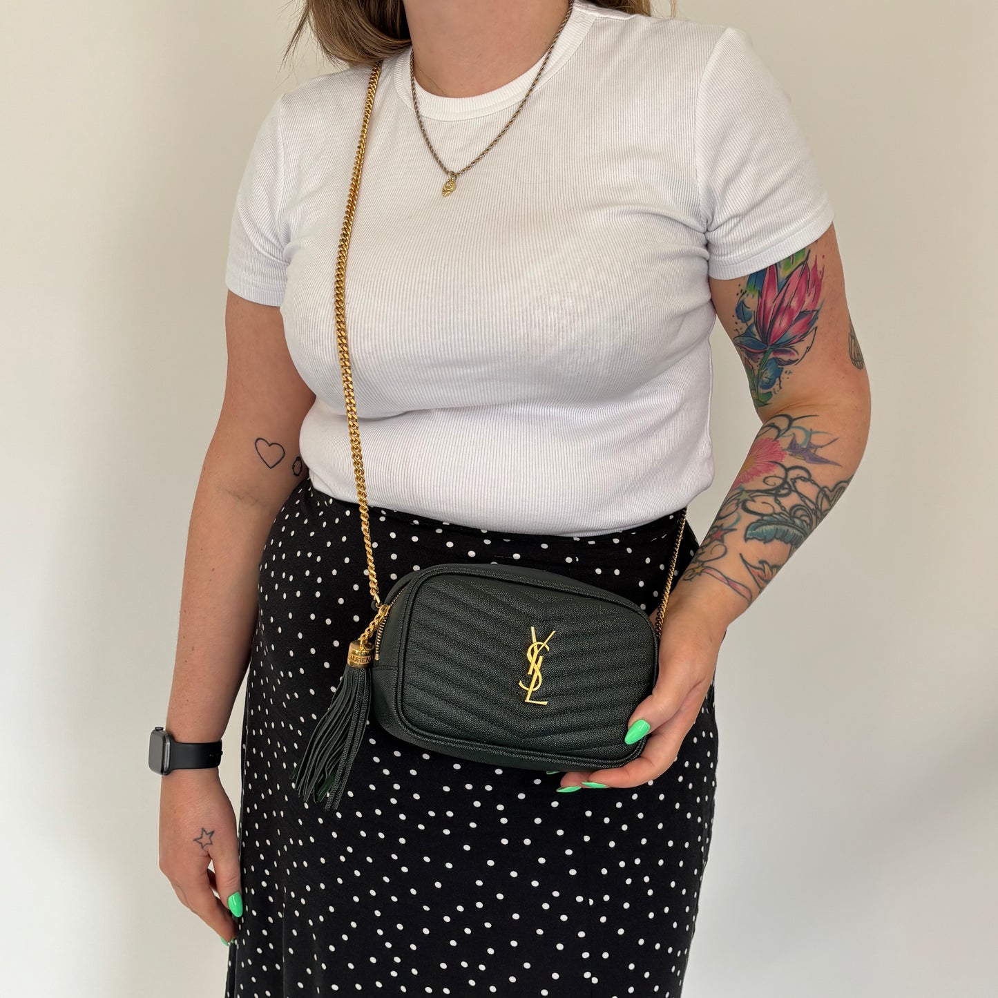 Saint Laurent Lou Mini Camera Bag Forest Green