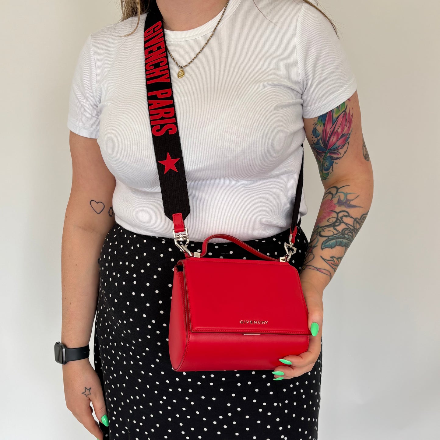 Givenchy Pandora Mini Red Logo Strap