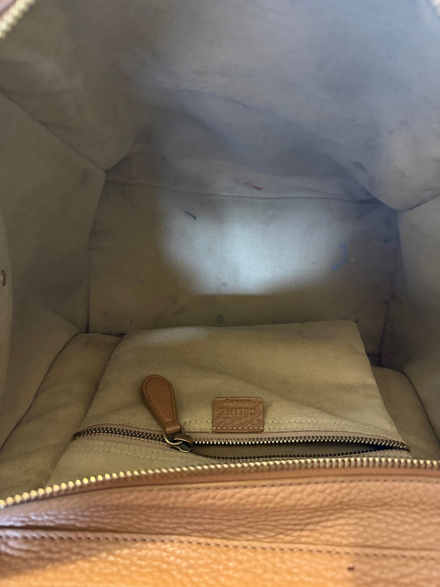 Celine Tan Grained Leather Mini Luggage Bag