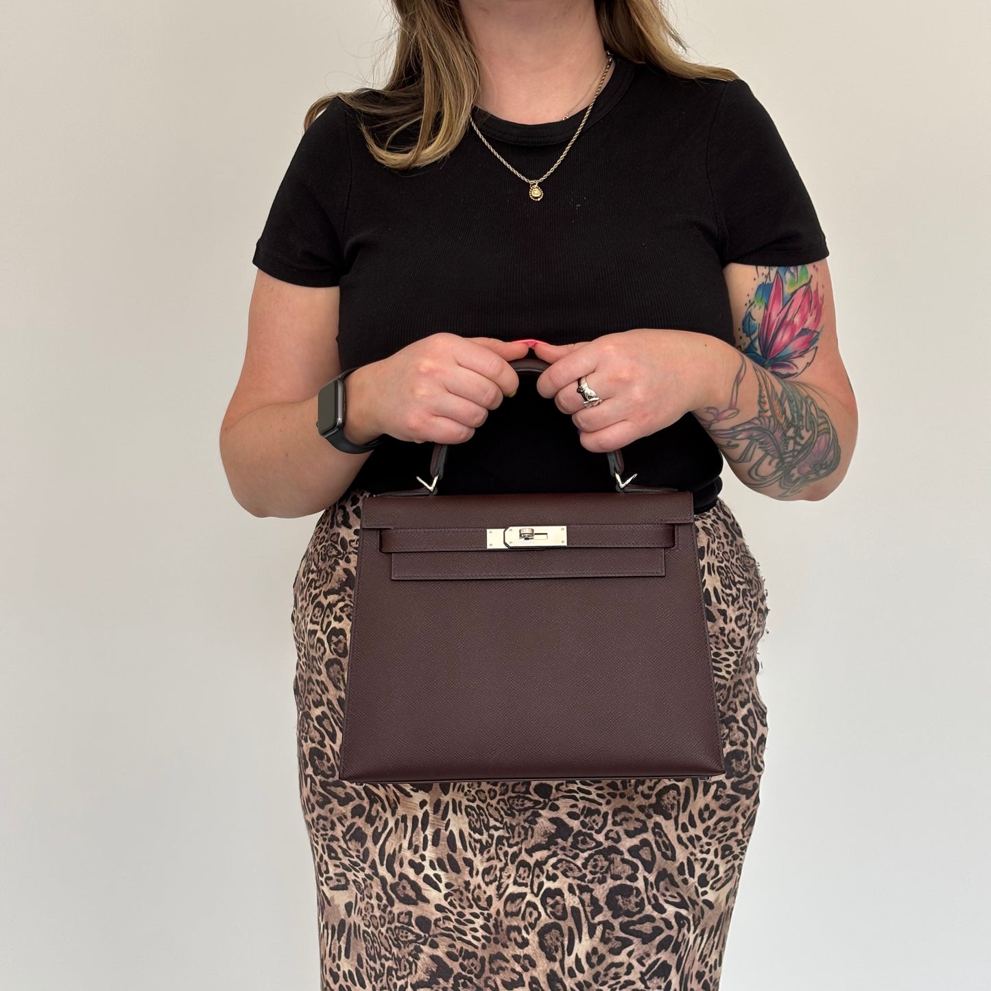 Hermes Kelly 28 Sellier Rouge H Epsom and Palladium HW 2022