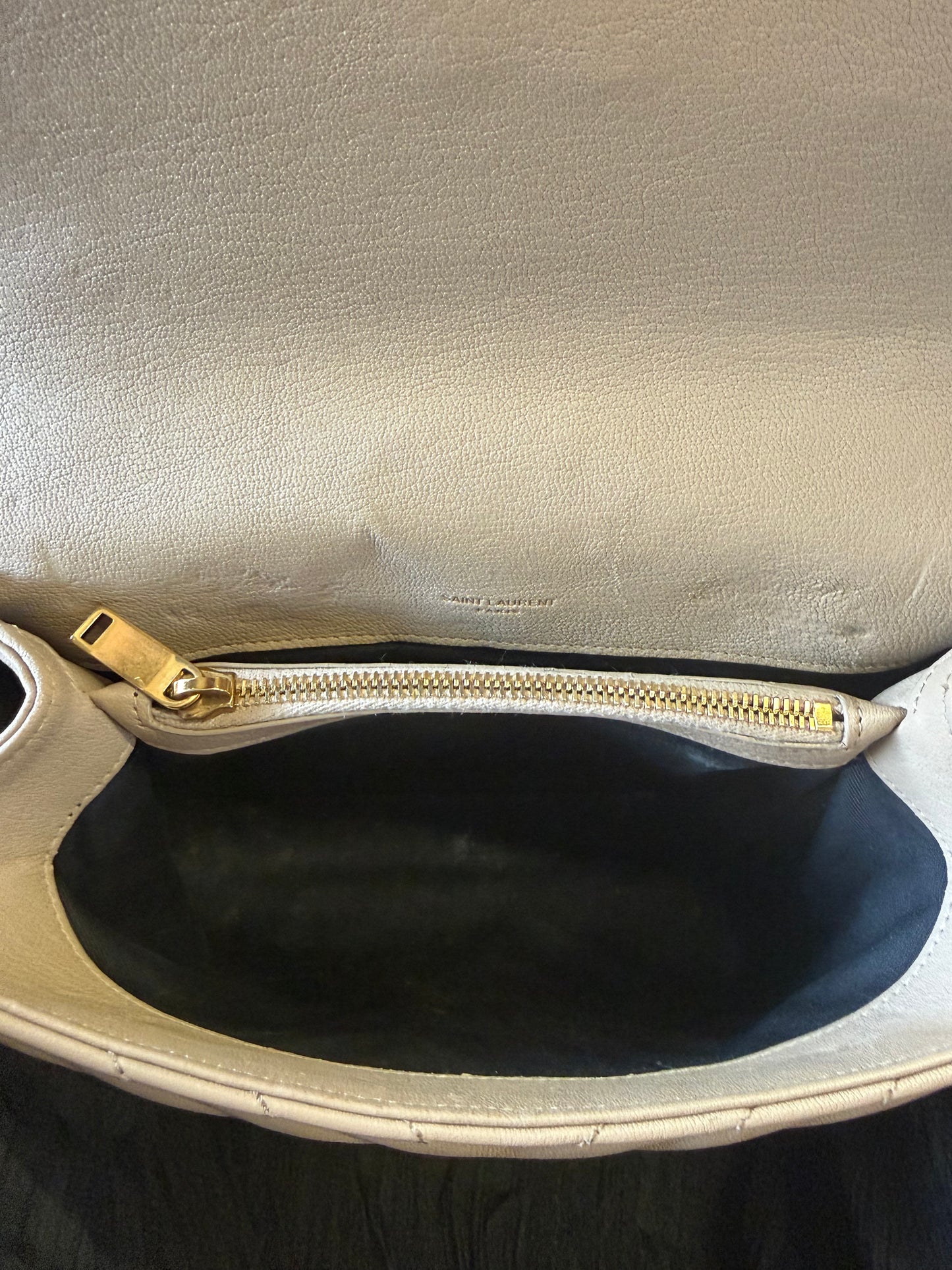 Saint Laurent College Bag In Dark Beige Leather