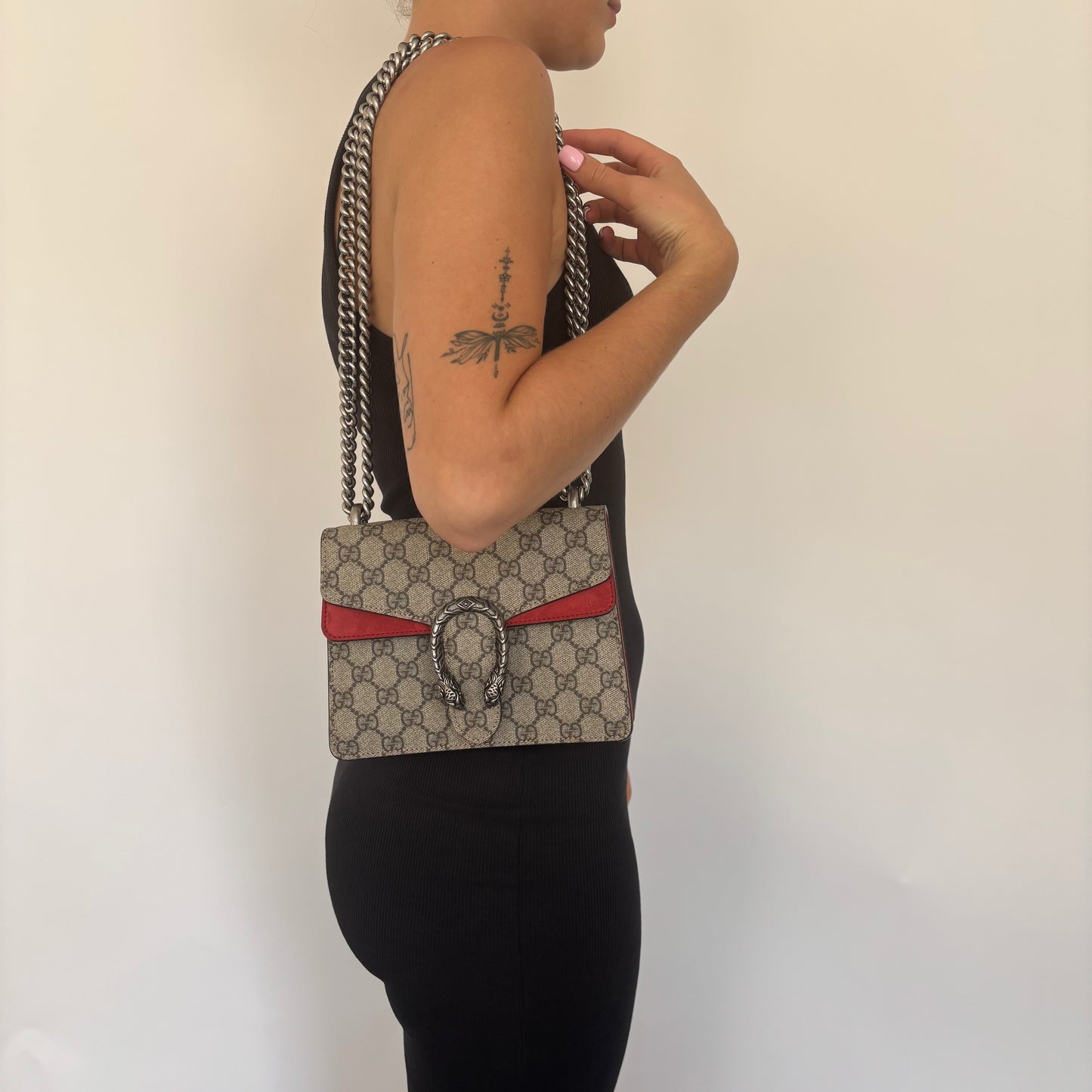 Gucci Dionysus Small Shoulder Bag GG Supreme and Red
