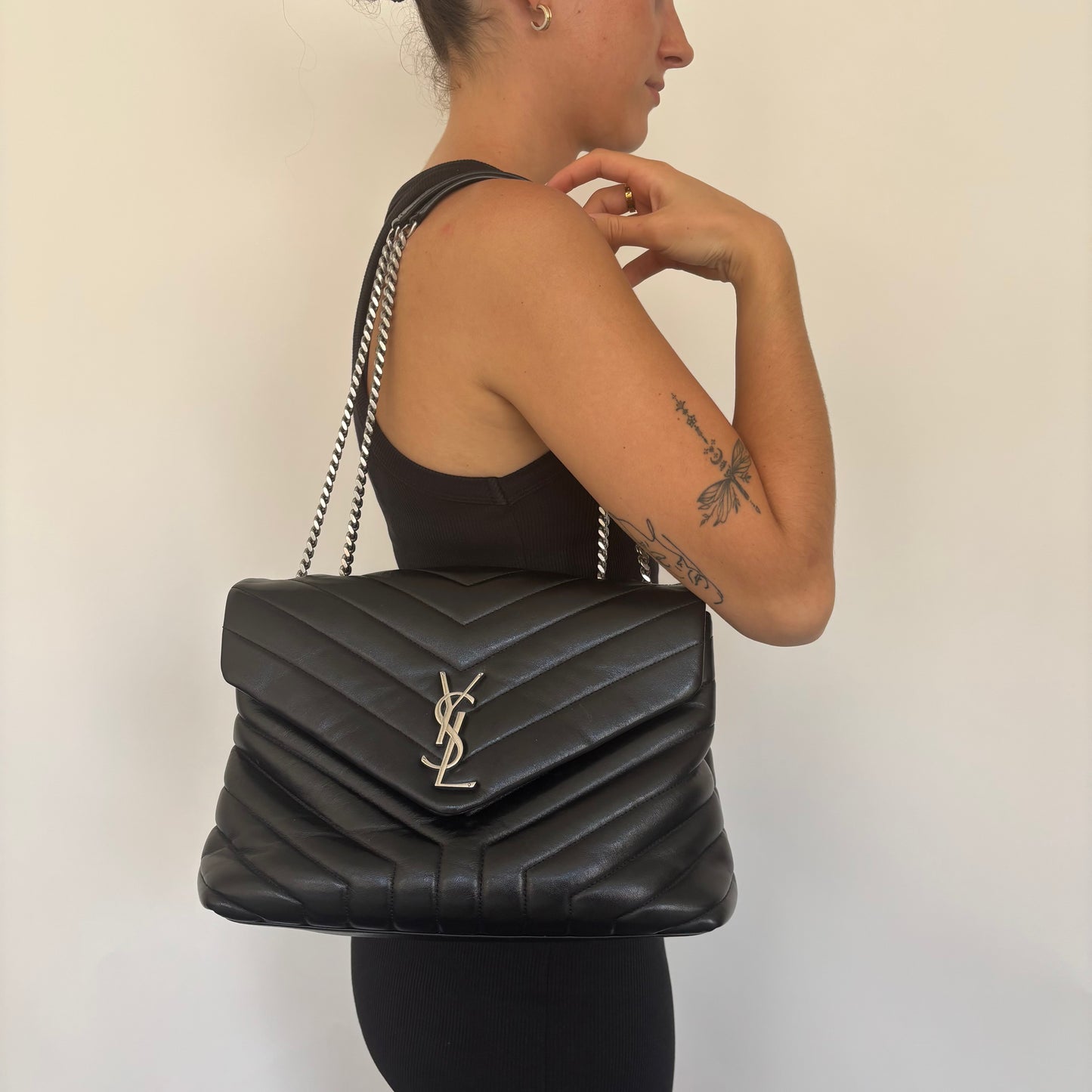 Saint Laurent Loulou Medium Black Leather SHW 2017