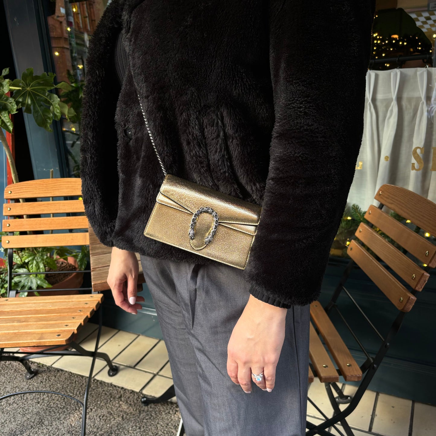 Gucci Gold Leather Super Mini Dionysus