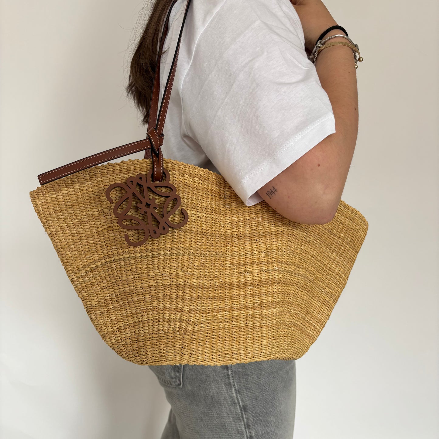 Loewe Shell Raffia Basket Bag