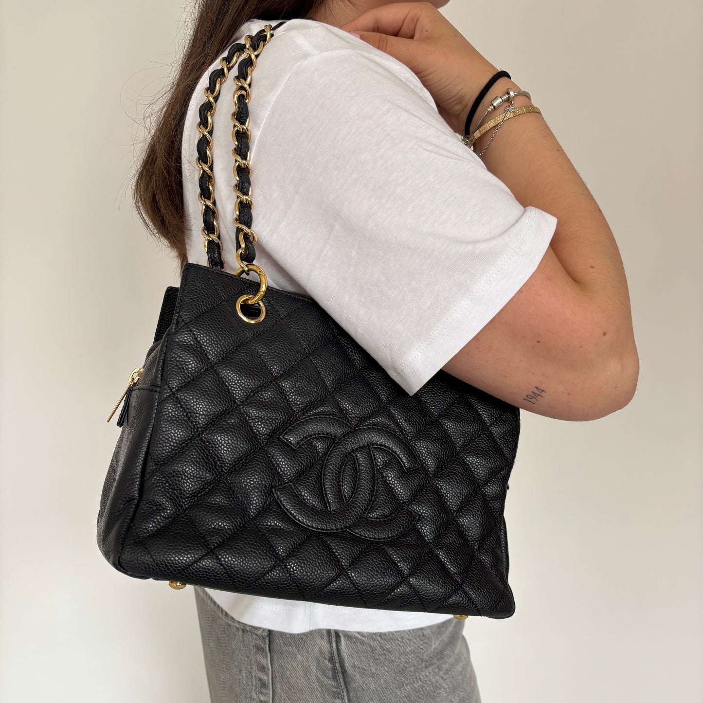 Chanel PTT Petite Timeless Tote Black Caviar Leather Vintage 2008
