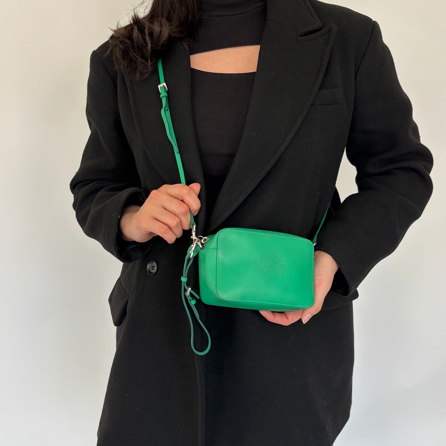 Mulberry Green Perforated Logo Mini Camera Bag