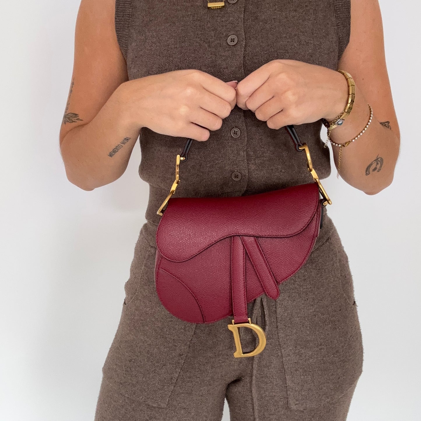 Dior Saddle Burgundy Mini Leather with Embroidered Strap 2019
